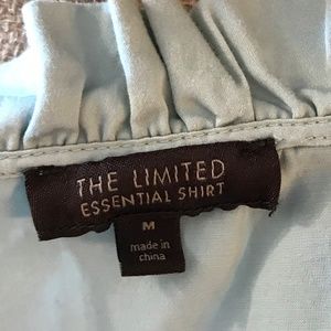 The Limited | Tops | Blue Green Button Down With Ruffle Neck | Poshmark